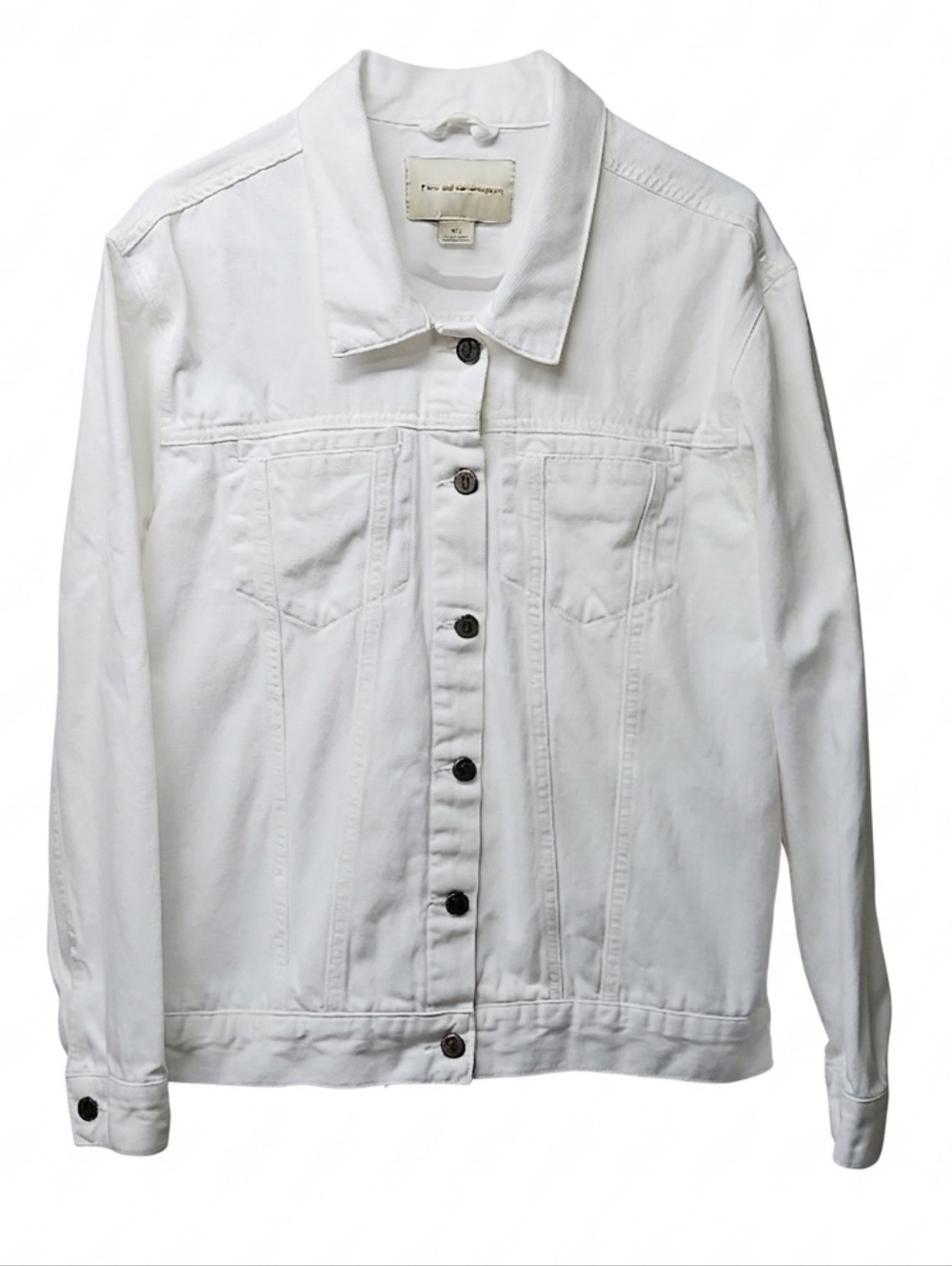 Pilcro & The Letterpress White Denim Trucker Jacket Sz Large Womens